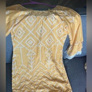 Bandhani yellow kurta with plazzo